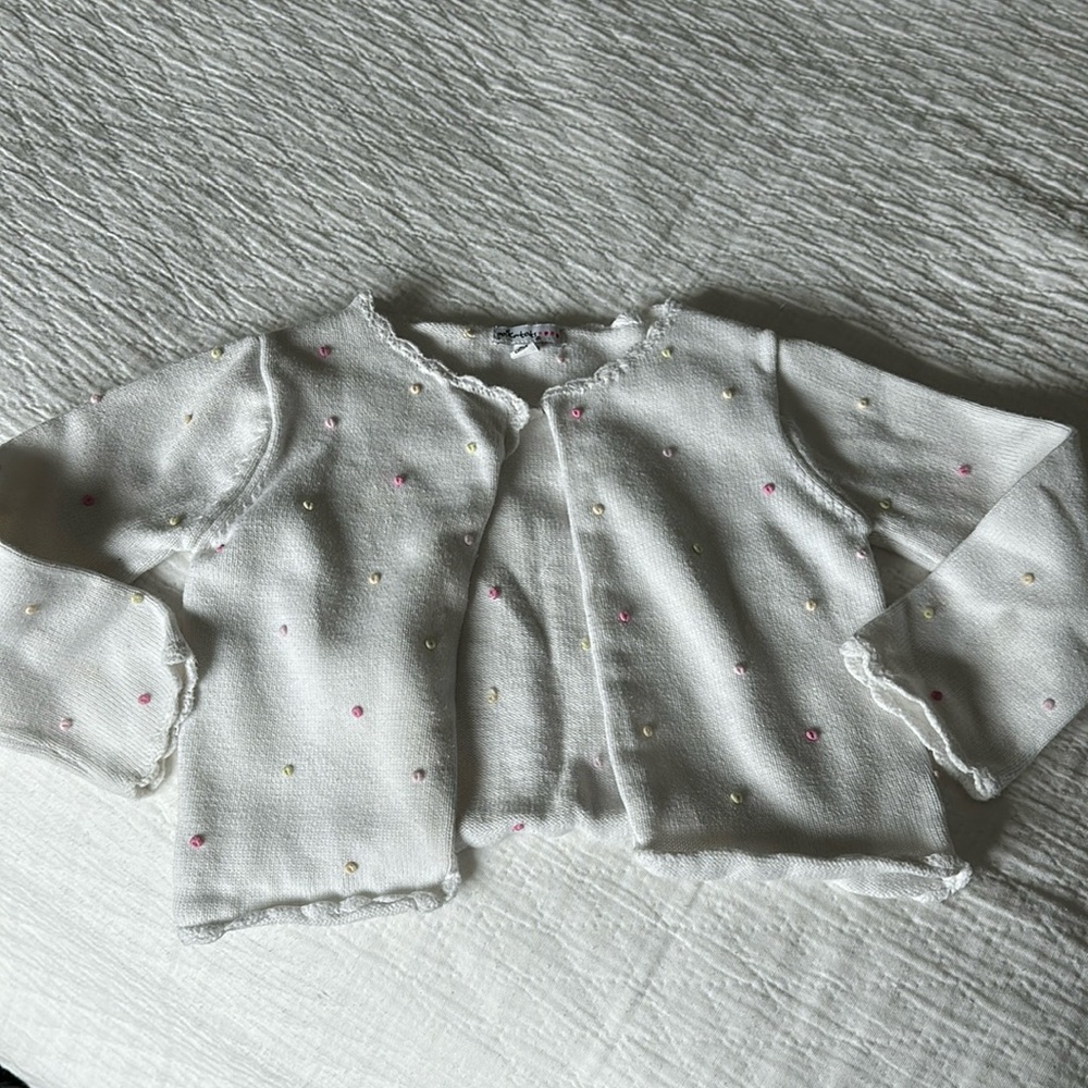 Adorable cotton knit polka dot cardigan